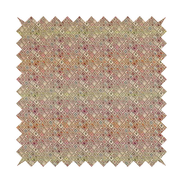 Madagascar Small Motifs Geometric Orange Pink Green Colour Pattern Interior Fabrics JO-580 - Roman Blinds