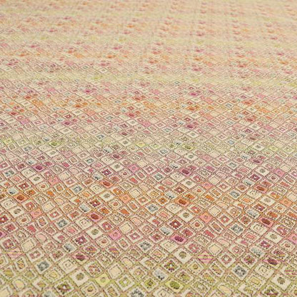 Madagascar Small Motifs Geometric Orange Pink Green Colour Pattern Interior Fabrics JO-580 - Roman Blinds