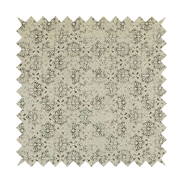 Waterperry Collection Beige Silver Colour Small Damask Floral Pattern Soft Chenille Upholstery Fabric JO-582 - Roman Blinds