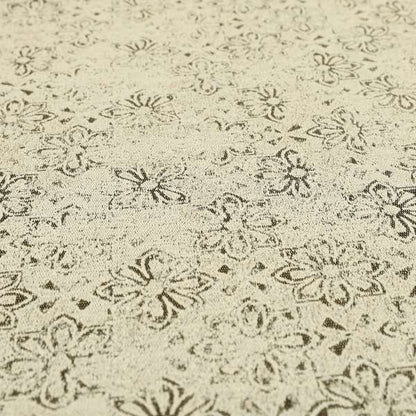 Waterperry Collection Beige Silver Colour Small Damask Floral Pattern Soft Chenille Upholstery Fabric JO-582 - Made To Measure Curtains