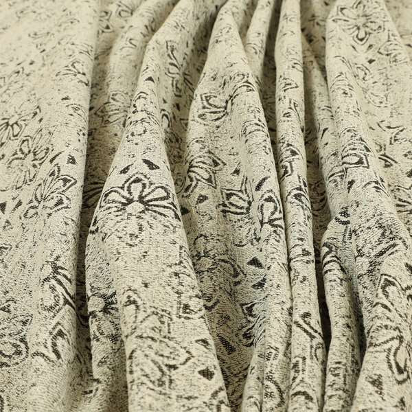 Waterperry Collection Beige Silver Colour Small Damask Floral Pattern Soft Chenille Upholstery Fabric JO-582 - Handmade Cushions