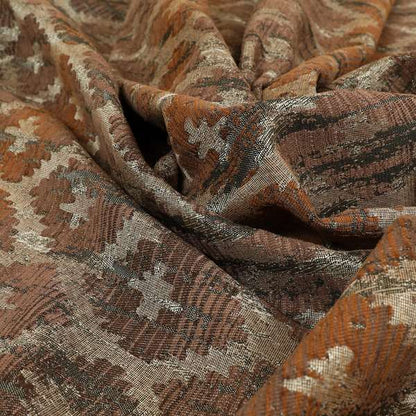 Lomasi Metallic Tones Fabric Brown Bronze Geometric Aztec Pattern Upholstery Fabric JO-583 - Made To Measure Curtains