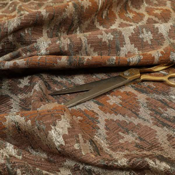 Lomasi Metallic Tones Fabric Brown Bronze Geometric Aztec Pattern Upholstery Fabric JO-583 - Roman Blinds