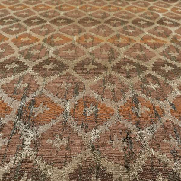 Lomasi Metallic Tones Fabric Brown Bronze Geometric Aztec Pattern Upholstery Fabric JO-583