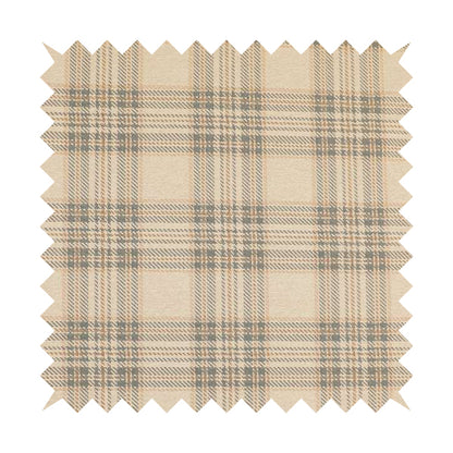 Quality Woven Jacquard Tartan Pattern Beige Grey Soft Chenille Fabric JO-584 - Made To Measure Curtains