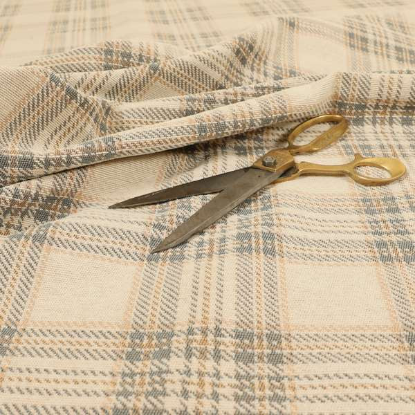 Quality Woven Jacquard Tartan Pattern Beige Grey Soft Chenille Fabric JO-584 - Roman Blinds