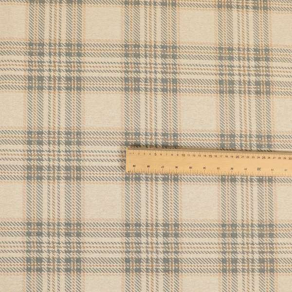 Quality Woven Jacquard Tartan Pattern Beige Grey Soft Chenille Fabric JO-584 - Made To Measure Curtains