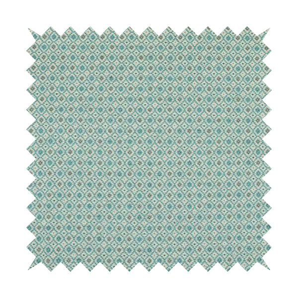 Juanita Small Motif Geometric Pattern In Blue Colour Interior Upholstery Fabrics JO-587 - Made To Measure Curtains