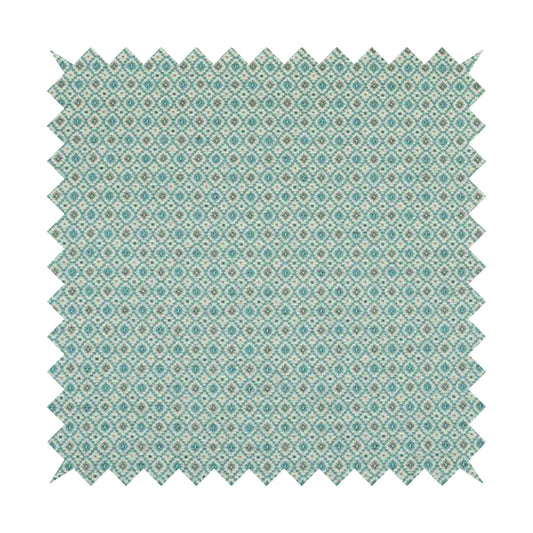 Juanita Small Motif Geometric Pattern In Blue Colour Interior Upholstery Fabrics JO-587