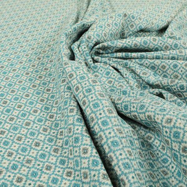 Juanita Small Motif Geometric Pattern In Blue Colour Interior Upholstery Fabrics JO-587 - Roman Blinds