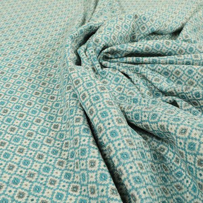 Juanita Small Motif Geometric Pattern In Blue Colour Interior Upholstery Fabrics JO-587 - Made To Measure Curtains