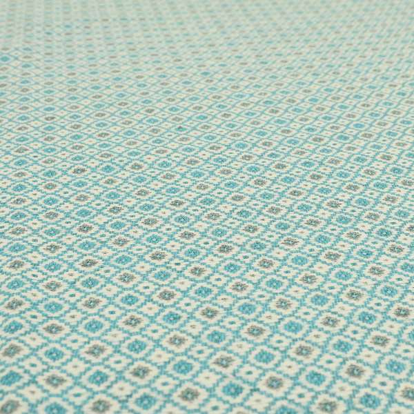 Juanita Small Motif Geometric Pattern In Blue Colour Interior Upholstery Fabrics JO-587 - Made To Measure Curtains