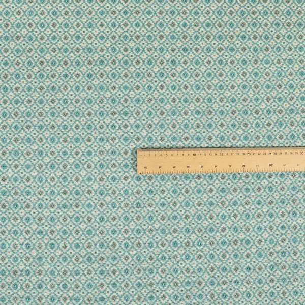 Juanita Small Motif Geometric Pattern In Blue Colour Interior Upholstery Fabrics JO-587 - Made To Measure Curtains