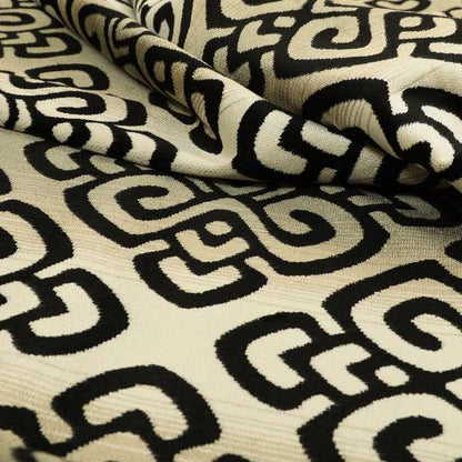 Ziani Designer Pattern Velvet Soft Pattern In Black Colour JO-588 - Made To Measure Curtains