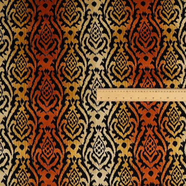 Ziani Designer Damask Pattern Velvet Soft Pattern In Orange Black Colour JO-589 - Roman Blinds