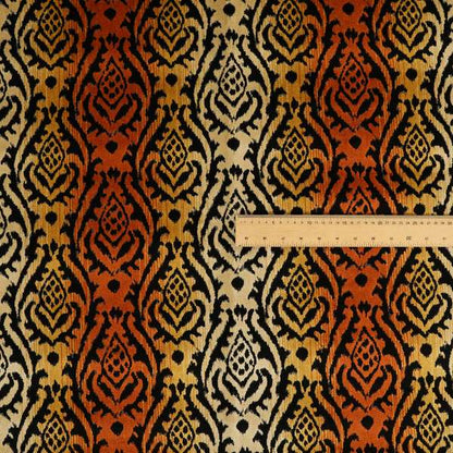 Ziani Designer Damask Pattern Velvet Soft Pattern In Orange Black Colour JO-589 - Made To Measure Curtains