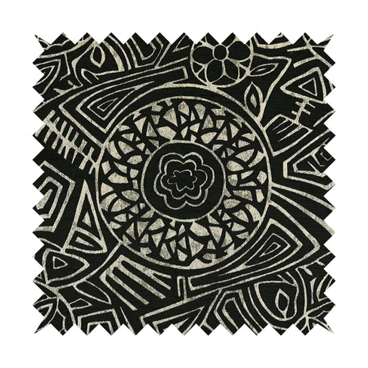 Lomasi Metallic Tones Fabric Silver Black Colour Geometric Carnival Inspired Woven Pattern Furnishing Fabric JO-590