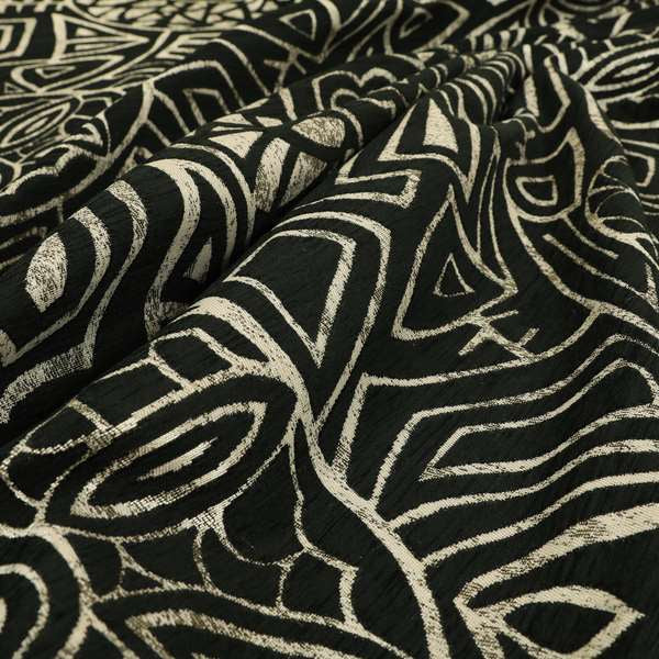 Lomasi Metallic Tones Fabric Silver Black Colour Geometric Carnival Inspired Woven Pattern Furnishing Fabric JO-590 - Made To Measure Curtains