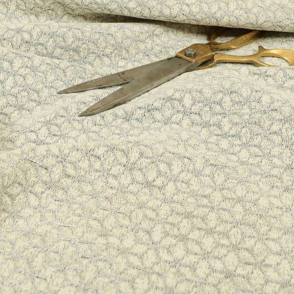 Waterperry Collection Beige Silver Colour Small Leaf Floral Pattern Soft Chenille Upholstery Fabric JO-591 - Roman Blinds