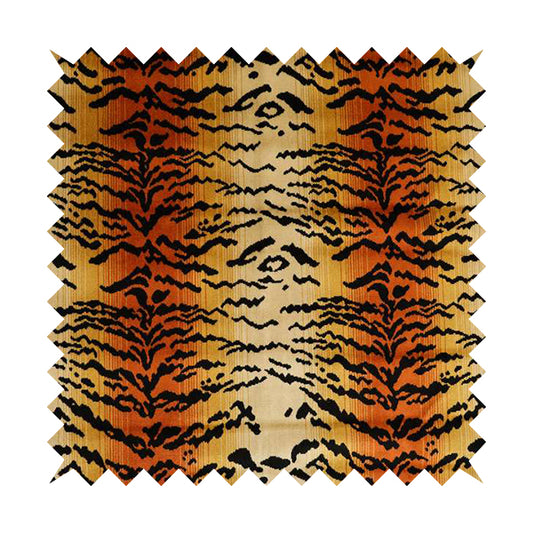 Ziani Bengal Tiger Striped Skin Animal Inspired Pattern Velvet In Orange Black Colour JO-592