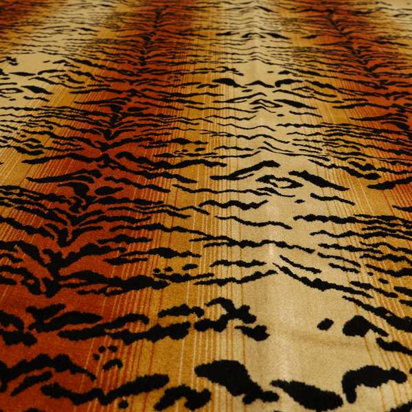 Ziani Bengal Tiger Striped Skin Animal Inspired Pattern Velvet In Orange Black Colour JO-592 - Roman Blinds