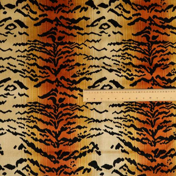 Ziani Bengal Tiger Striped Skin Animal Inspired Pattern Velvet In Orange Black Colour JO-592 - Made To Measure Curtains