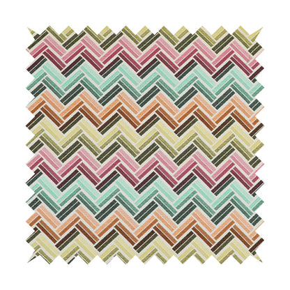 Carnival Living Fabric Collection Multi Colour Chevron Striped Pattern Upholstery Curtains Fabric JO-593