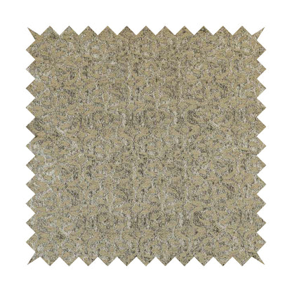 Beige Silver Grey Coloured Medallion Pattern Soft Chenille Upholstery Fabric JO-594