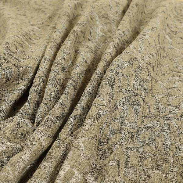 Beige Silver Grey Coloured Medallion Pattern Soft Chenille Upholstery Fabric JO-594 - Made To Measure Curtains