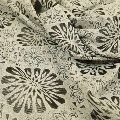 Waterperry Collection Beige Silver Colour Floral Pattern Soft Chenille Upholstery Fabric JO-595 - Roman Blinds