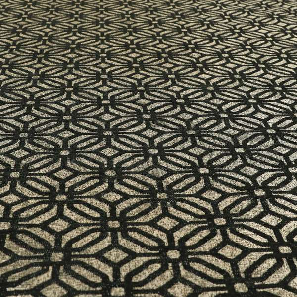 Lomasi Metallic Tones Fabric Silver Black Colour Geometric Small Medallion Pattern Furnishing Fabric JO-596 - Made To Measure Curtains