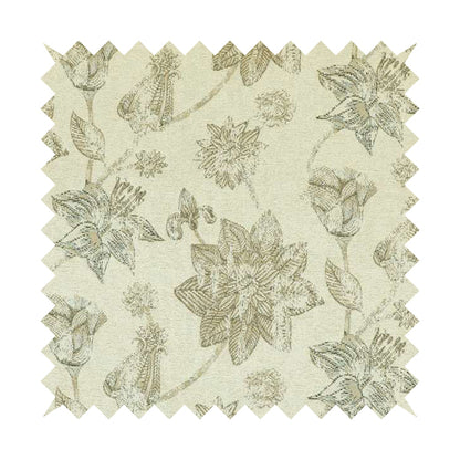 Atmosfera Quality Woven Floral Inspired Pattern In Beige Cream Colour Fabric JO-597 - Made To Measure Curtains