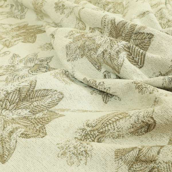 Atmosfera Quality Woven Floral Inspired Pattern In Beige Cream Colour Fabric JO-597