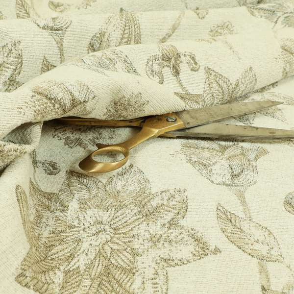 Atmosfera Quality Woven Floral Inspired Pattern In Beige Cream Colour Fabric JO-597