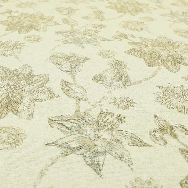 Atmosfera Quality Woven Floral Inspired Pattern In Beige Cream Colour Fabric JO-597 - Roman Blinds