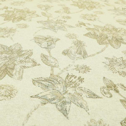 Atmosfera Quality Woven Floral Inspired Pattern In Beige Cream Colour Fabric JO-597 - Made To Measure Curtains