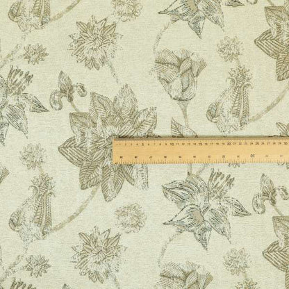 Atmosfera Quality Woven Floral Inspired Pattern In Beige Cream Colour Fabric JO-597