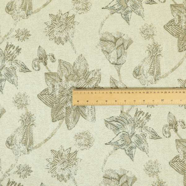 Atmosfera Quality Woven Floral Inspired Pattern In Beige Cream Colour Fabric JO-597 - Made To Measure Curtains