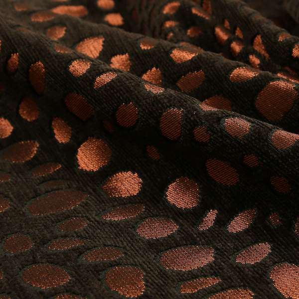 Vegas Brown Bronze Shine Effect Leopard Spots Pattern Soft Chenille Upholstery Fabric JO-60