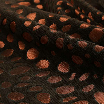 Vegas Brown Bronze Shine Effect Leopard Spots Pattern Soft Chenille Upholstery Fabric JO-60 - Made To Measure Curtains