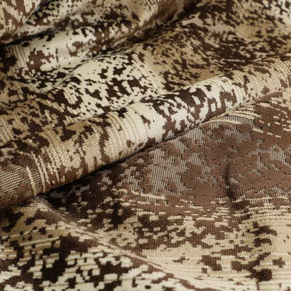 Ziani Designer Abstract Pattern Velvet Soft Pattern In Brown Colour JO-601 - Made To Measure Curtains