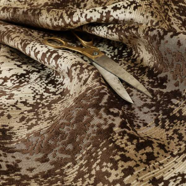 Ziani Designer Abstract Pattern Velvet Soft Pattern In Brown Colour JO-601 - Made To Measure Curtains