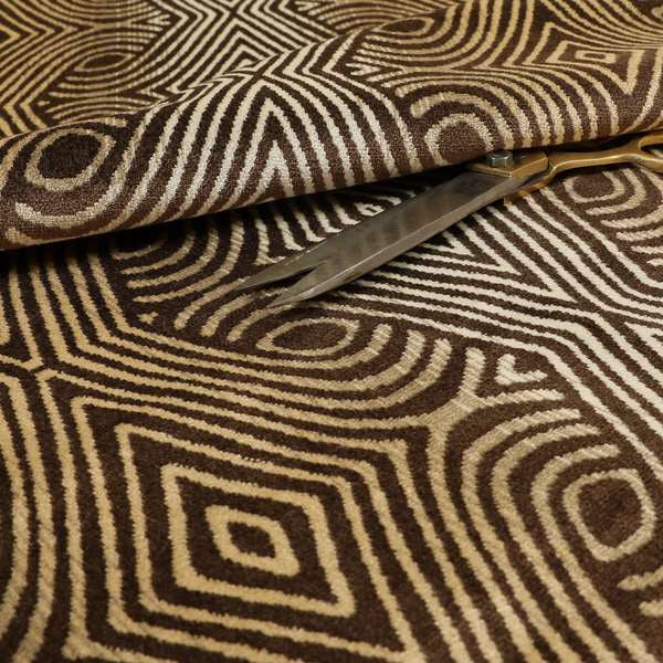 Ziani Designer Pattern Velvet Soft Pattern In Brown Colour JO-603 - Made To Measure Curtains