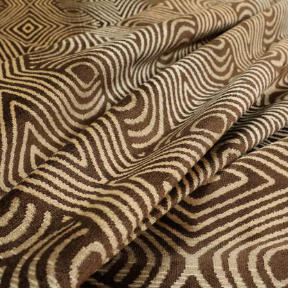 Ziani Designer Pattern Velvet Soft Pattern In Brown Colour JO-603 - Made To Measure Curtains