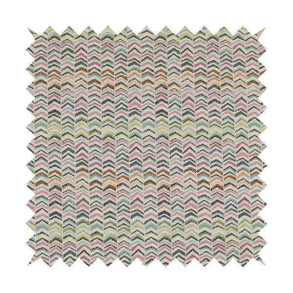 Bloomin Lovely Multi Colour Small Chevron Pattern Woven Quality Upholstery Fabric JO-604 - Roman Blinds