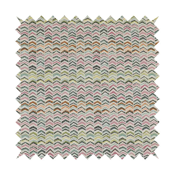 Bloomin Lovely Multi Colour Small Chevron Pattern Woven Quality Upholstery Fabric JO-604 - Made To Measure Curtains