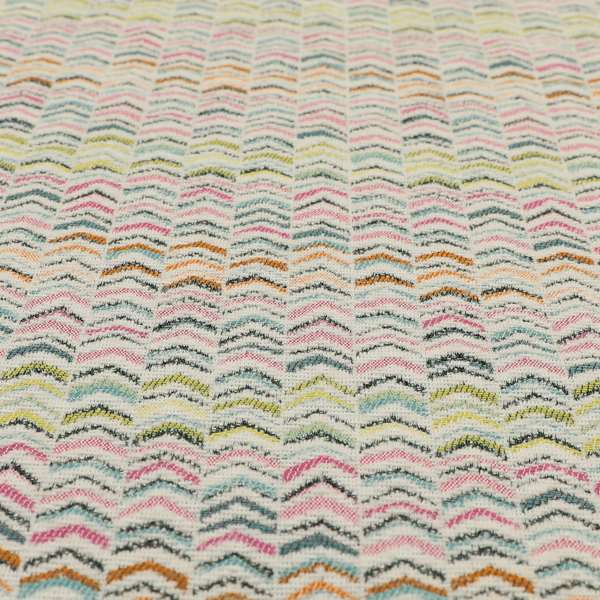 Bloomin Lovely Multi Colour Small Chevron Pattern Woven Quality Upholstery Fabric JO-604 - Made To Measure Curtains