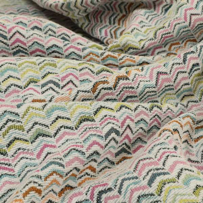 Bloomin Lovely Multi Colour Small Chevron Pattern Woven Quality Upholstery Fabric JO-604 - Made To Measure Curtains