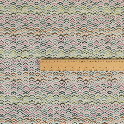 Bloomin Lovely Multi Colour Small Chevron Pattern Woven Quality Upholstery Fabric JO-604 - Roman Blinds