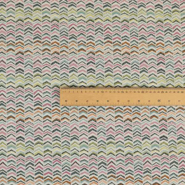 Bloomin Lovely Multi Colour Small Chevron Pattern Woven Quality Upholstery Fabric JO-604